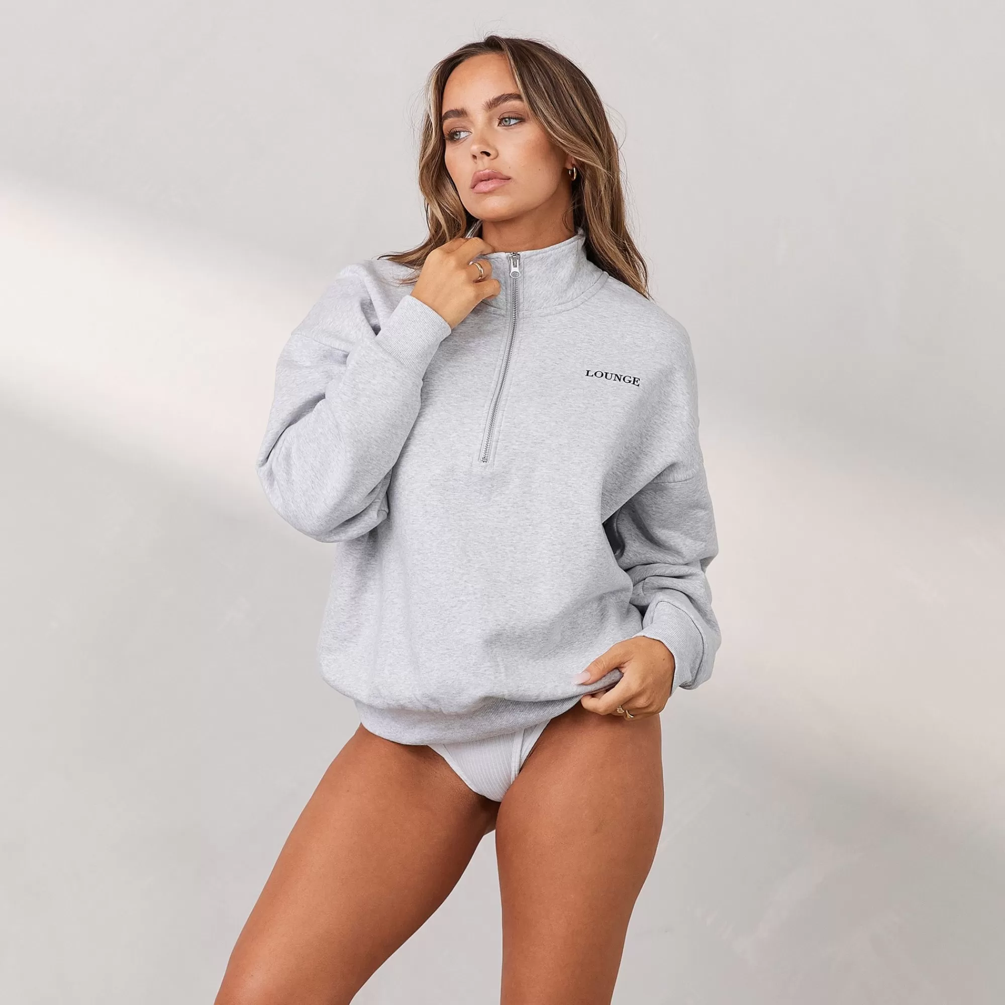 Vrouw Lounge Underwear Essential Oversized Trui Met Kwart Rits
