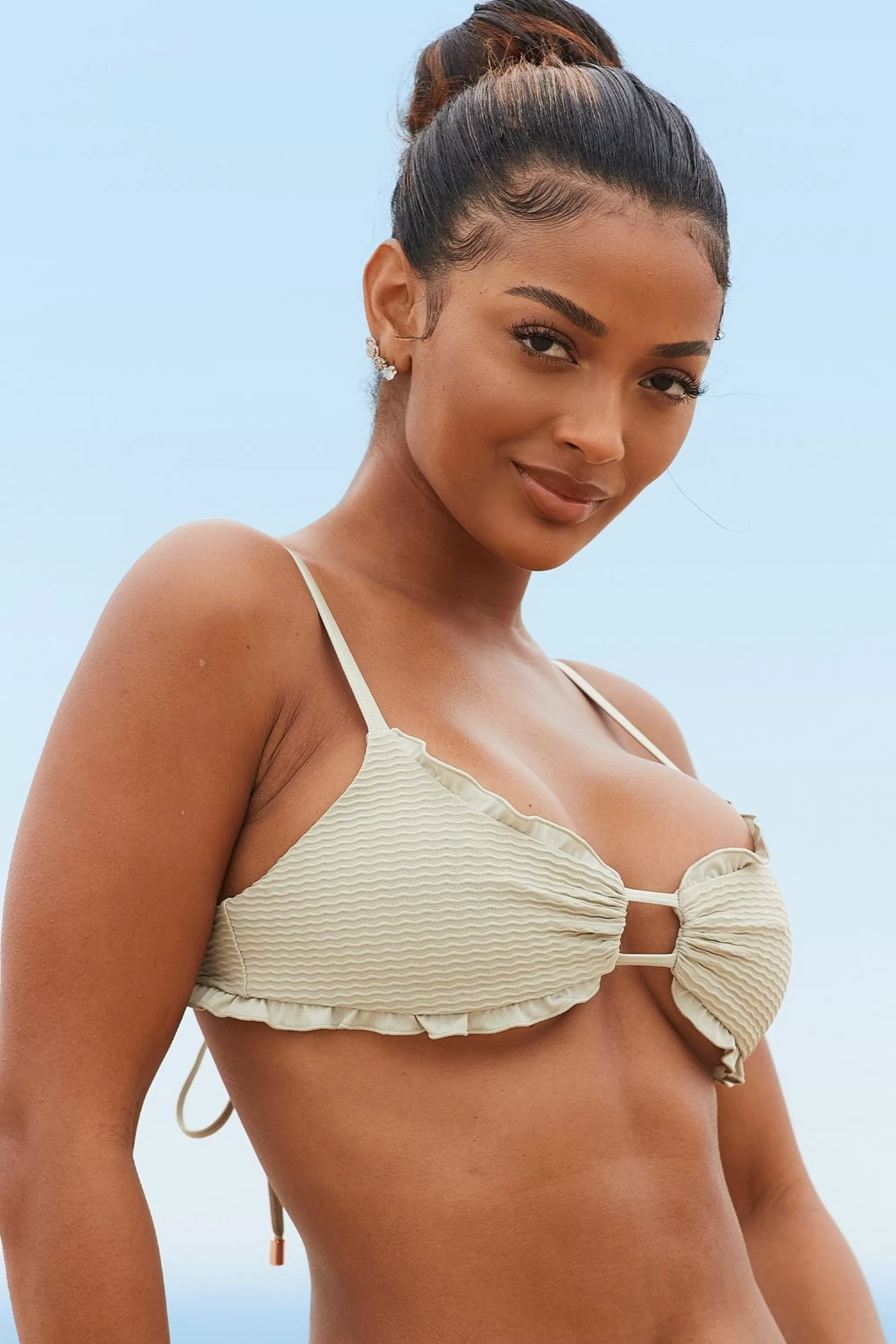 Vrouw Lounge Underwear Hawaii Getextureerd Bikinitopje
