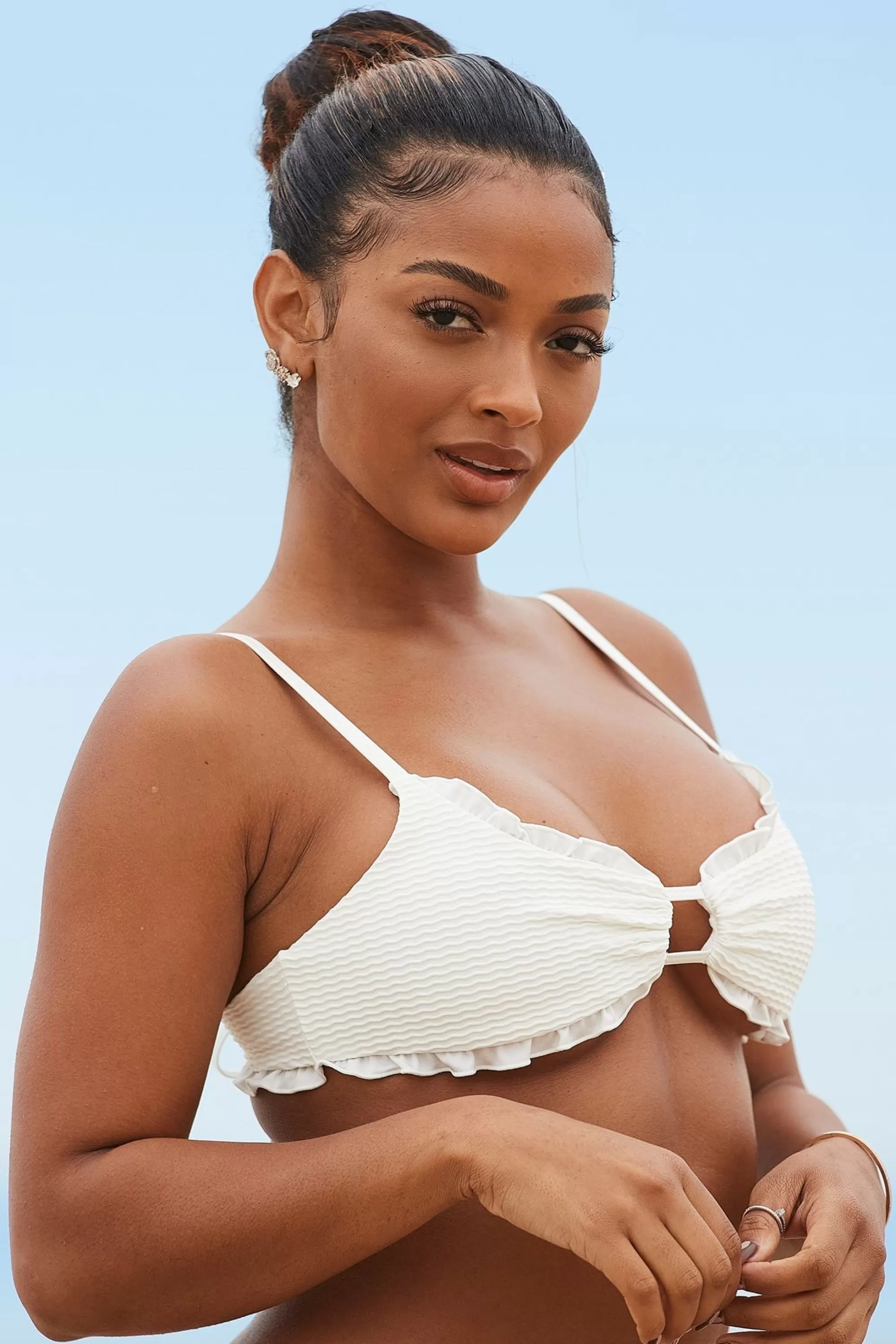Vrouw Lounge Underwear Hawaii Getextureerd Bikinitopje