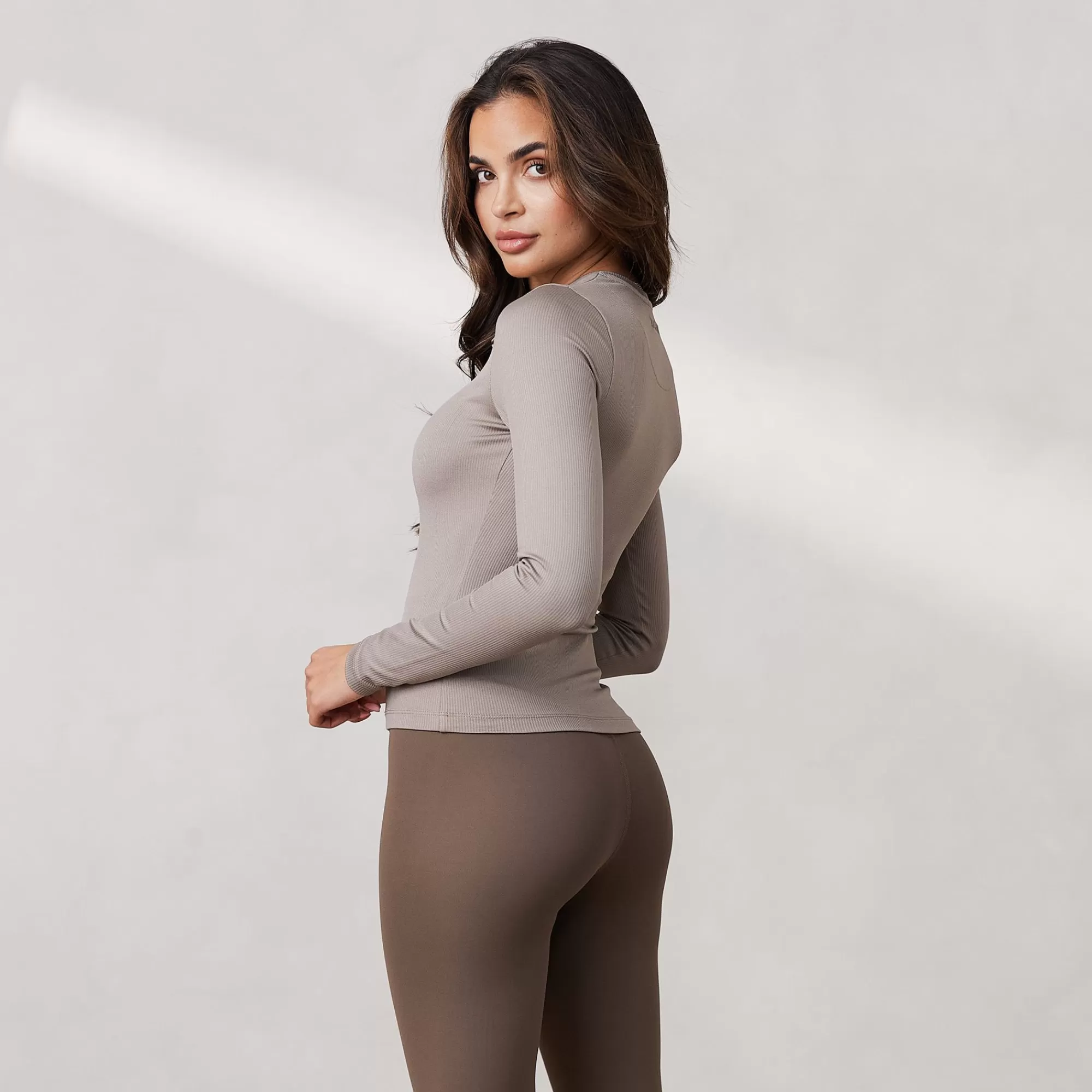 Vrouw Lounge Underwear Signature Geribd Top Met Lange Mouwen & Rits