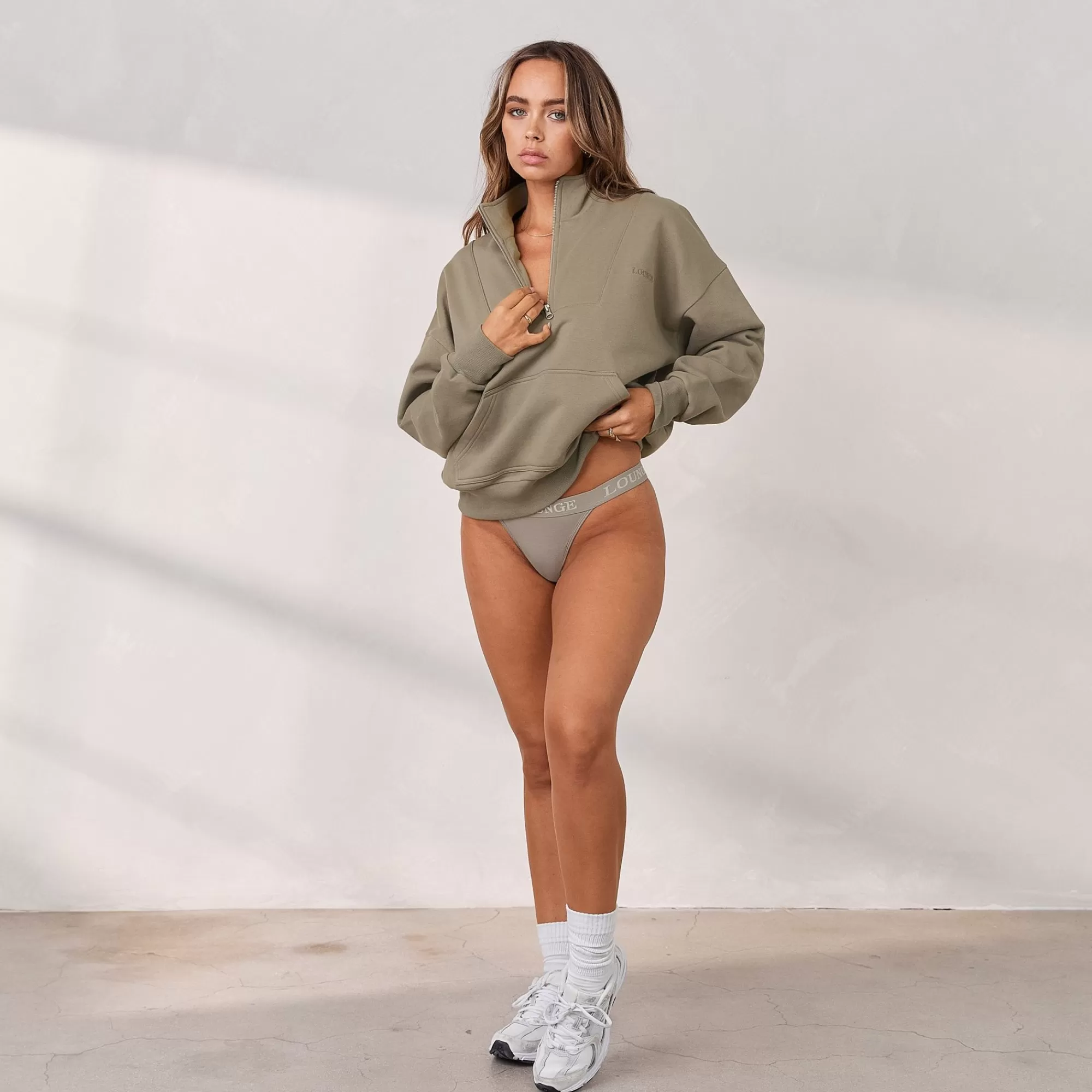 Vrouw Lounge Underwear Signature Trui Met Kwart Rits