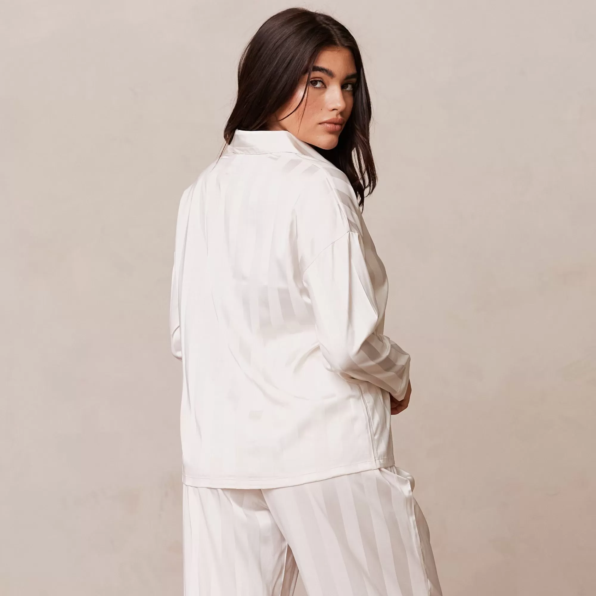 Vrouw Lounge Underwear Striped Satin Pyjama Shirt