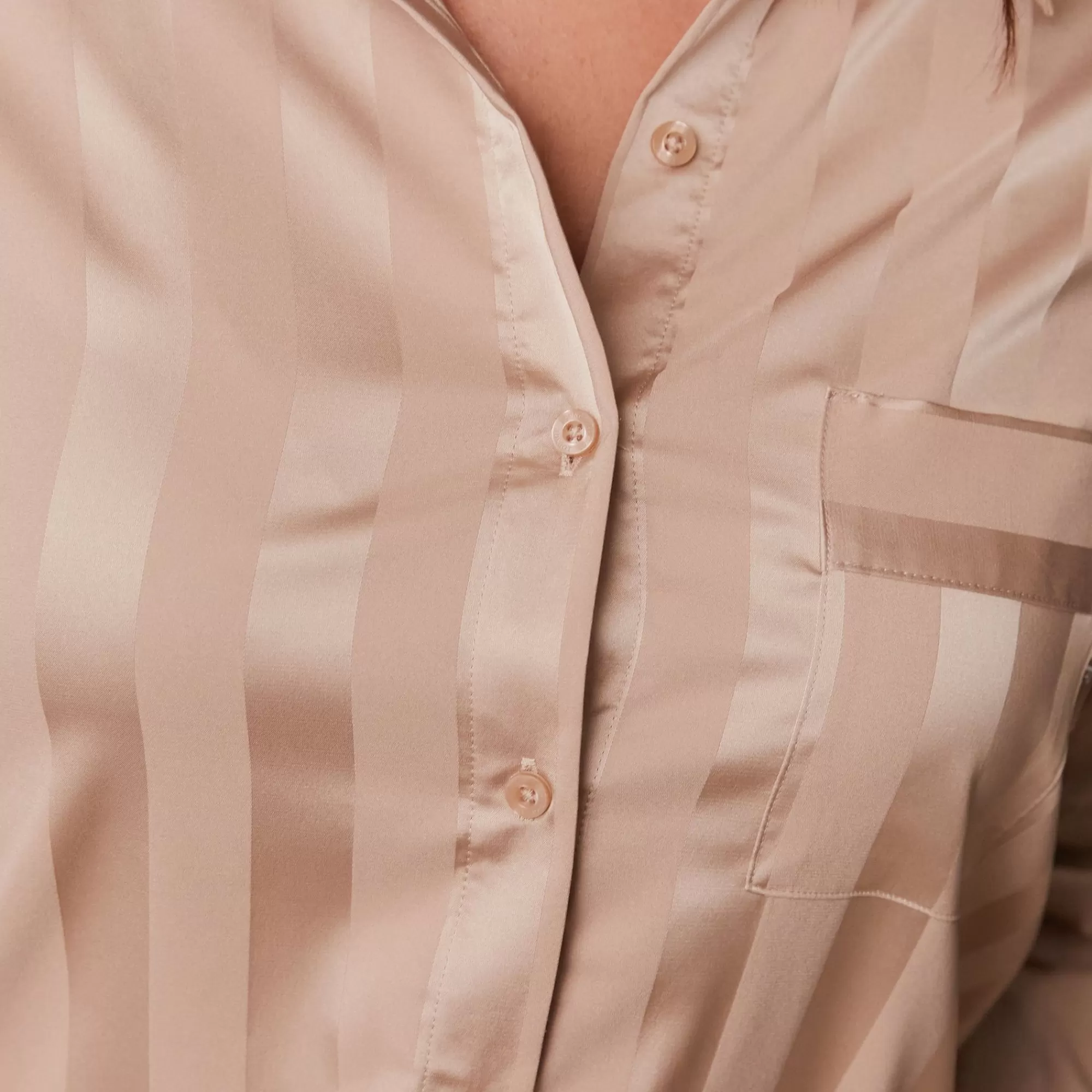 Vrouw Lounge Underwear Striped Satin Pyjama Shirt